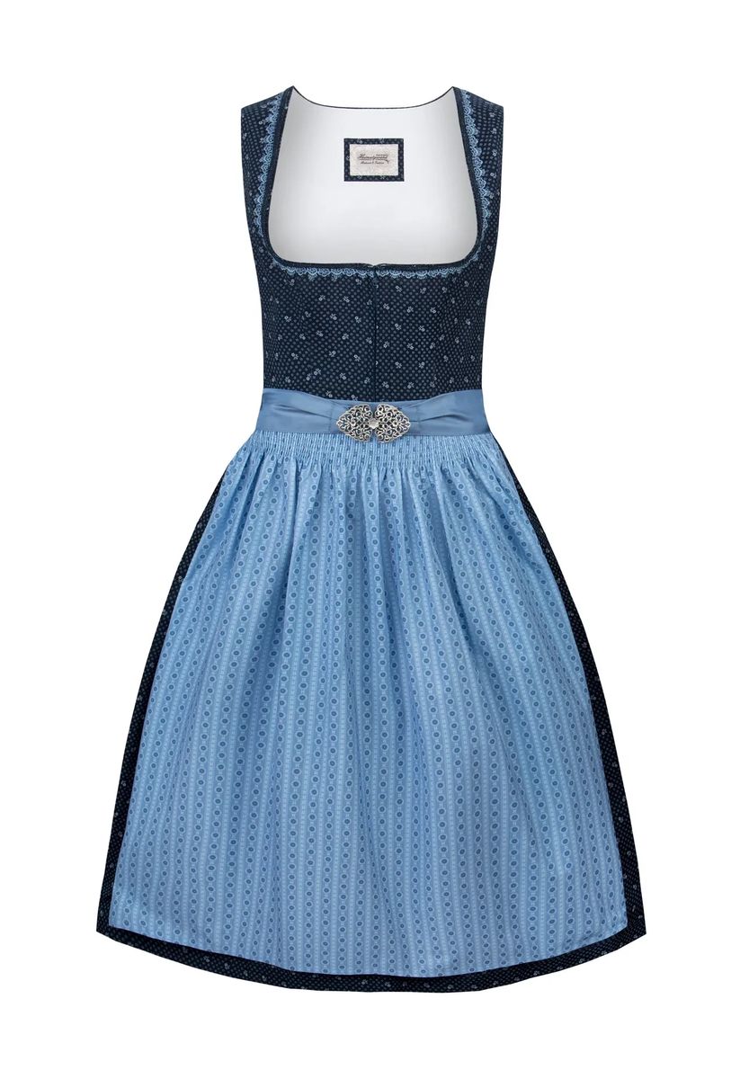 Klassisches blaues Dirndlkleid mit Blumendruck