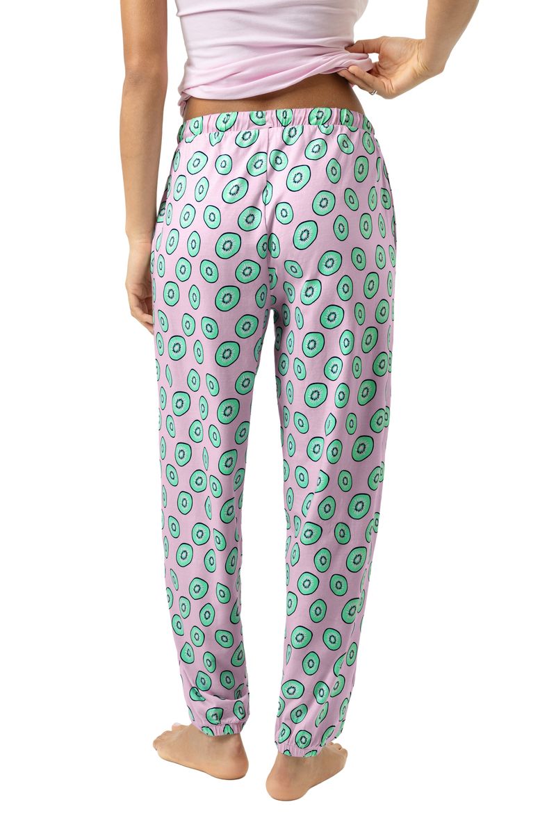 Schlafanzughose mit Kiwi-Print und Kordelzug
