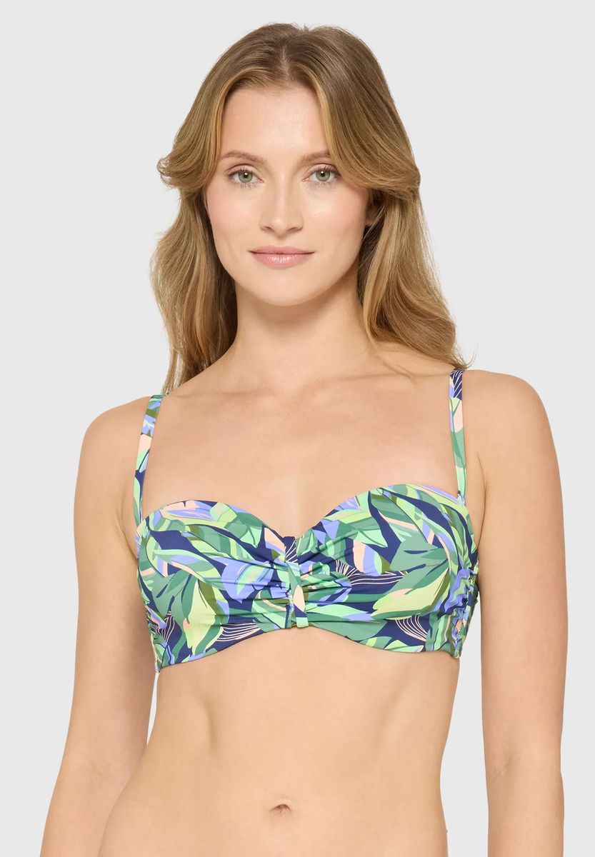Bügel-Bikini-Top mit tropischem Blattmuster
