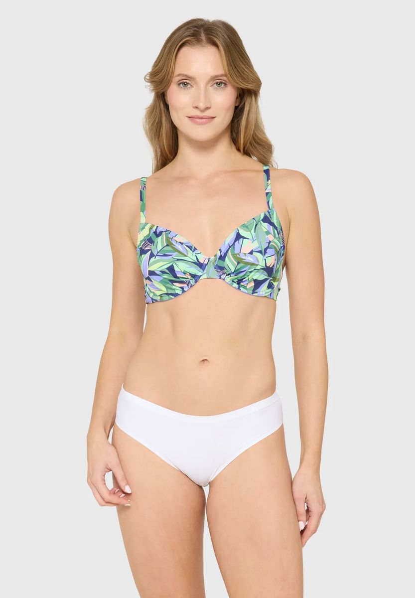 Bikini-Oberteil mit tropischem Blattmuster