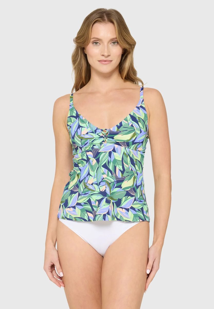 Tankini-Oberteil mit tropischem Blattmuster
