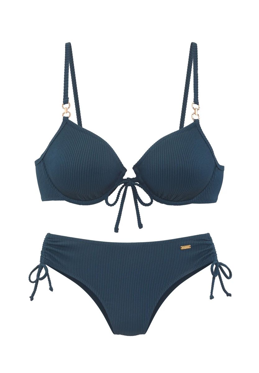 Geripptes Bügel-Bikini-Set