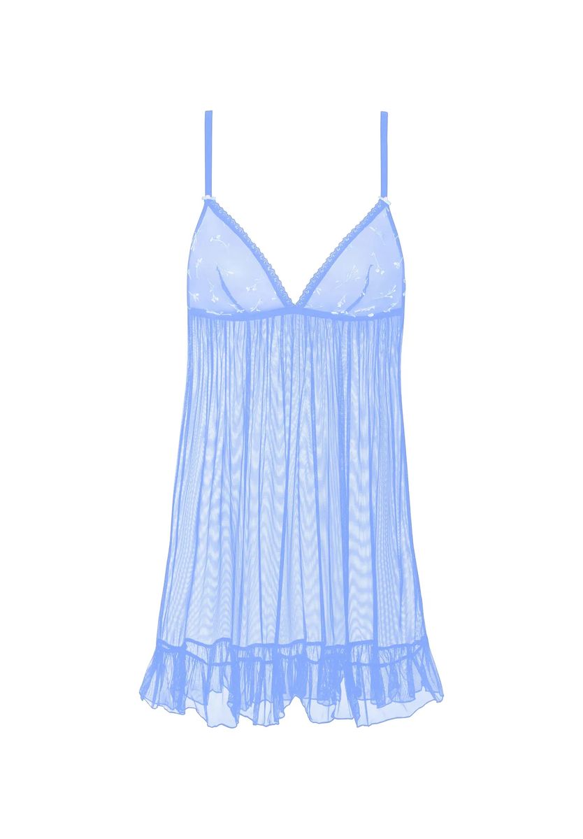 Transparentes Mesh-Negligé mit Stickerei