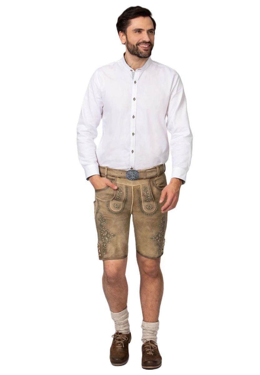 Herren Weißes Kragenloses Knopfhemd