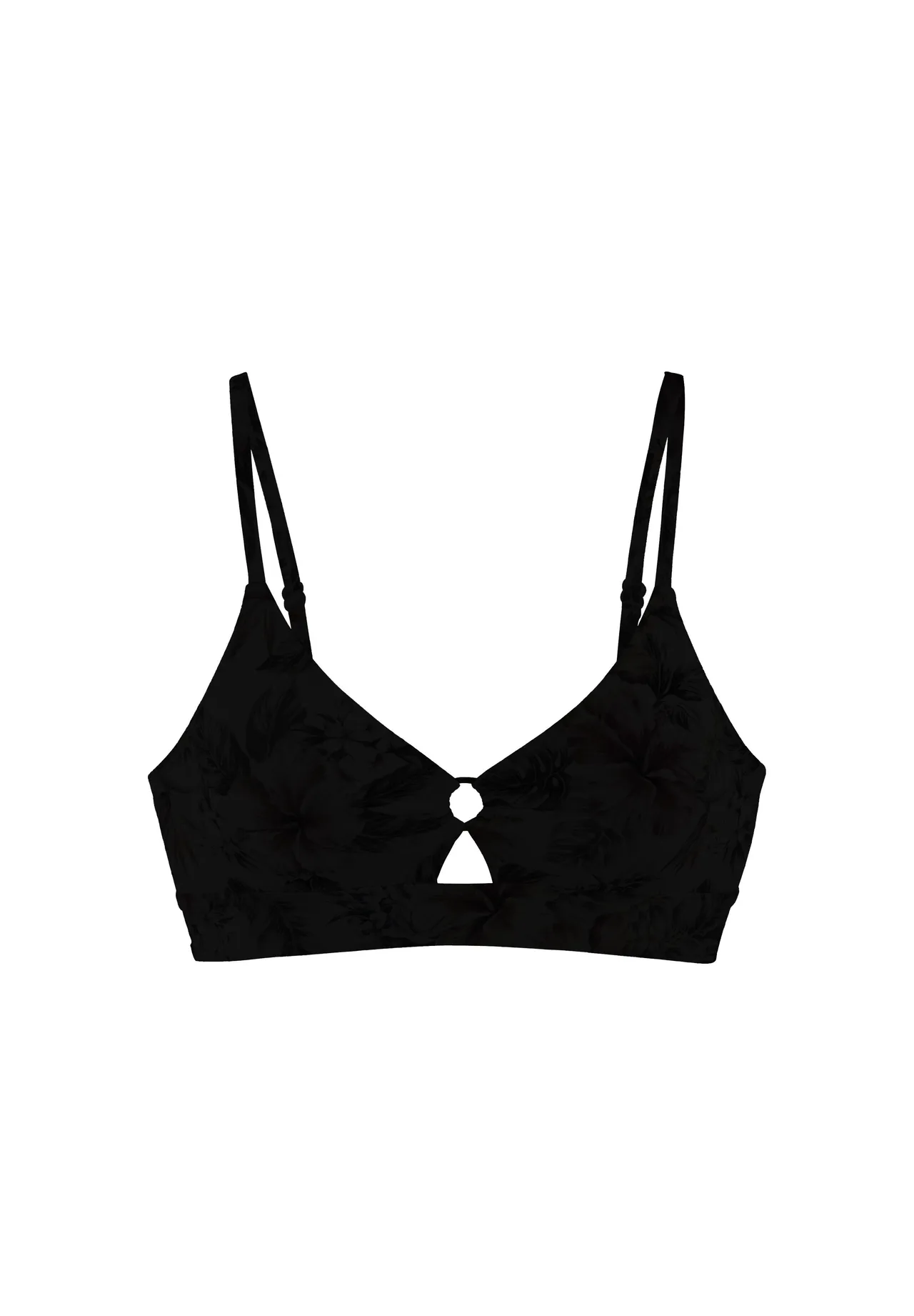 Jacquard-Bralette mit Tropenmuster und Ring
