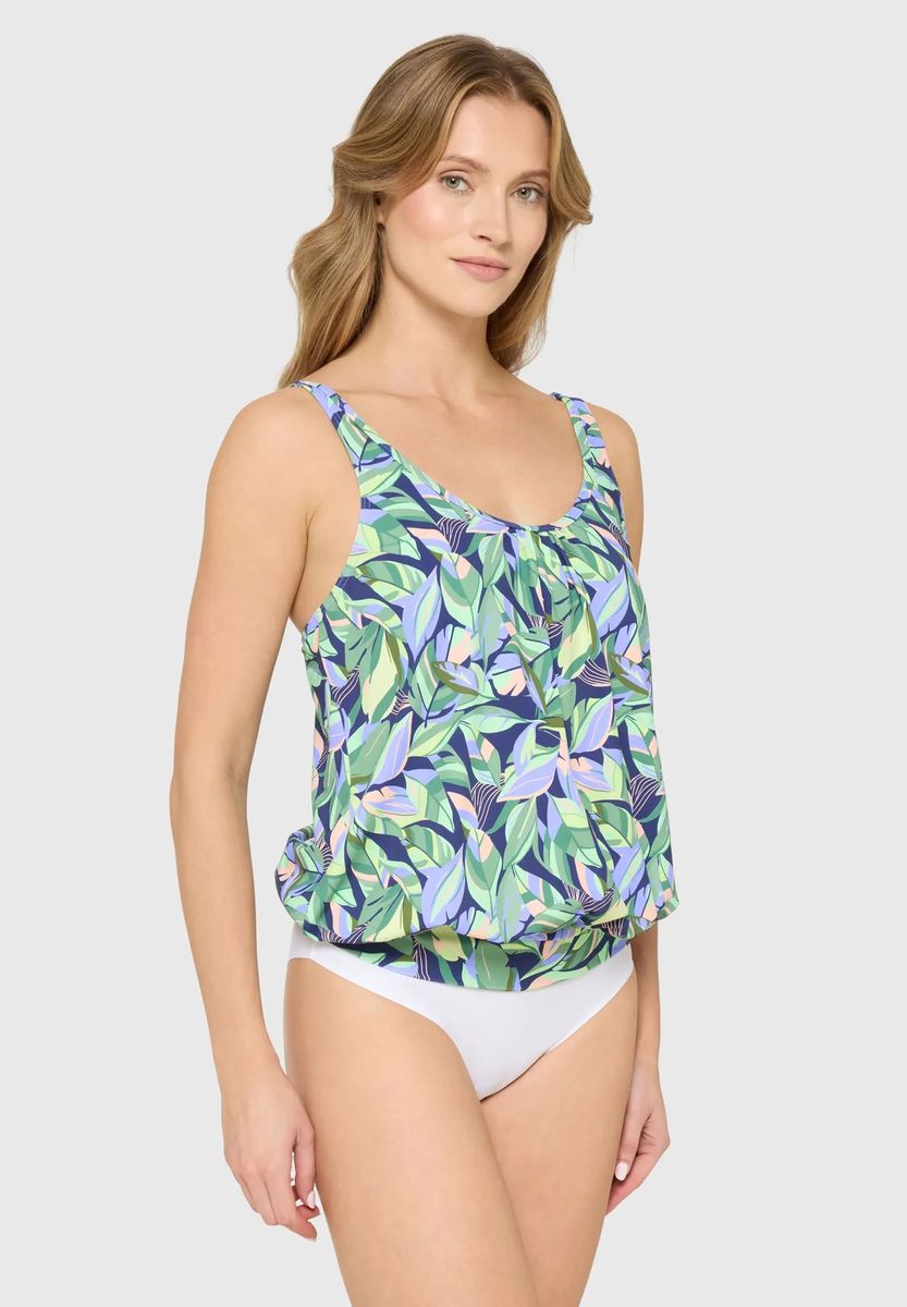 Tankini-Top im Blouson-Stil mit Tropenprint