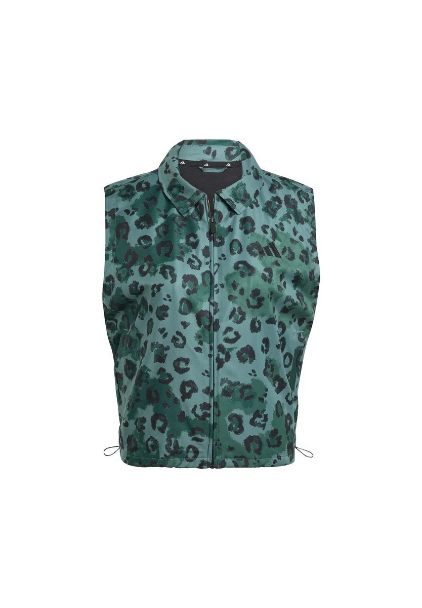 Leopard-Print Gilet mit Reißverschluss