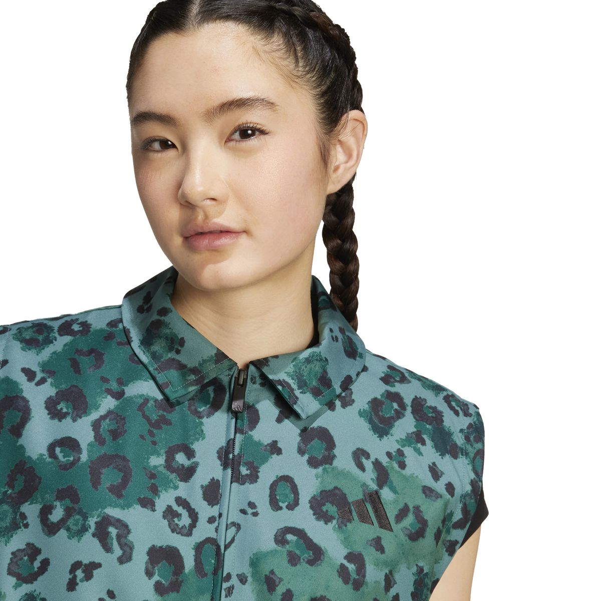 Leopard-Print Gilet mit Reißverschluss
