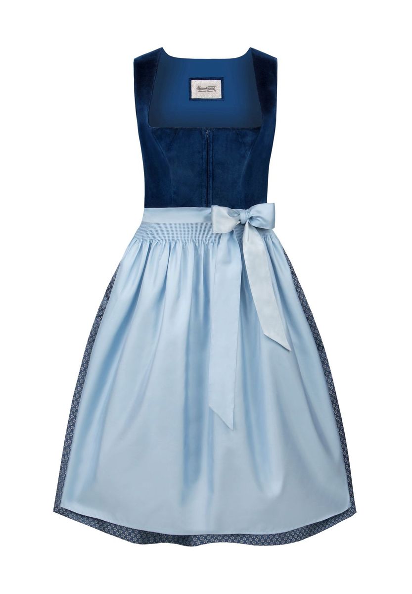 Elegantes blaues Samt Dirndlkleid