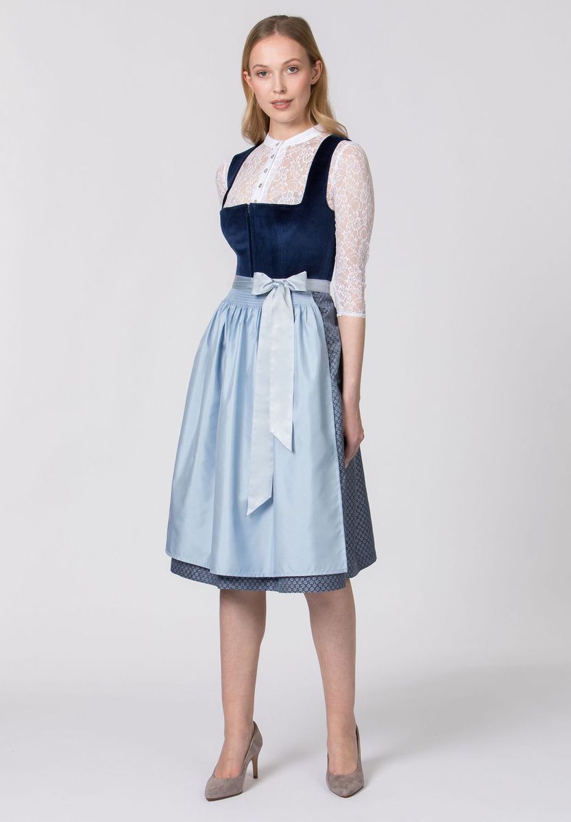 Elegantes blaues Samt Dirndlkleid