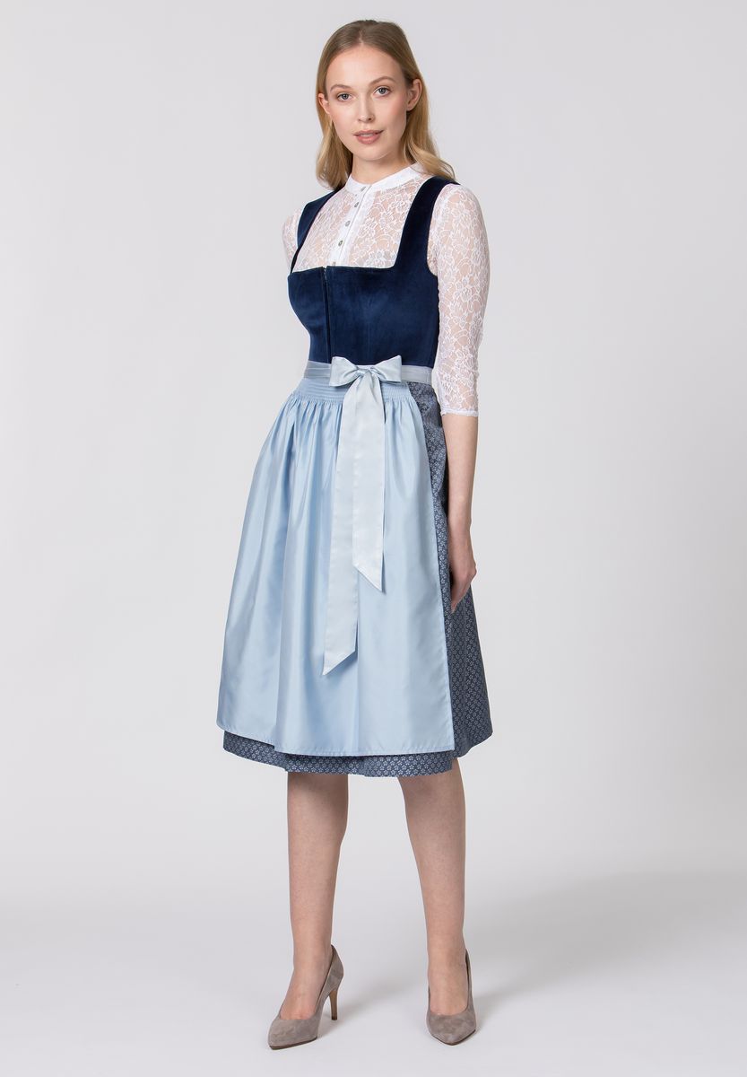 Elegantes blaues Samt Dirndlkleid