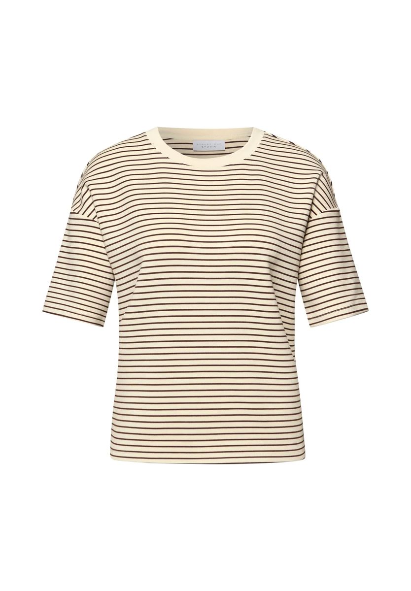 Boxy Kurzarmshirt mit feinen Streifen