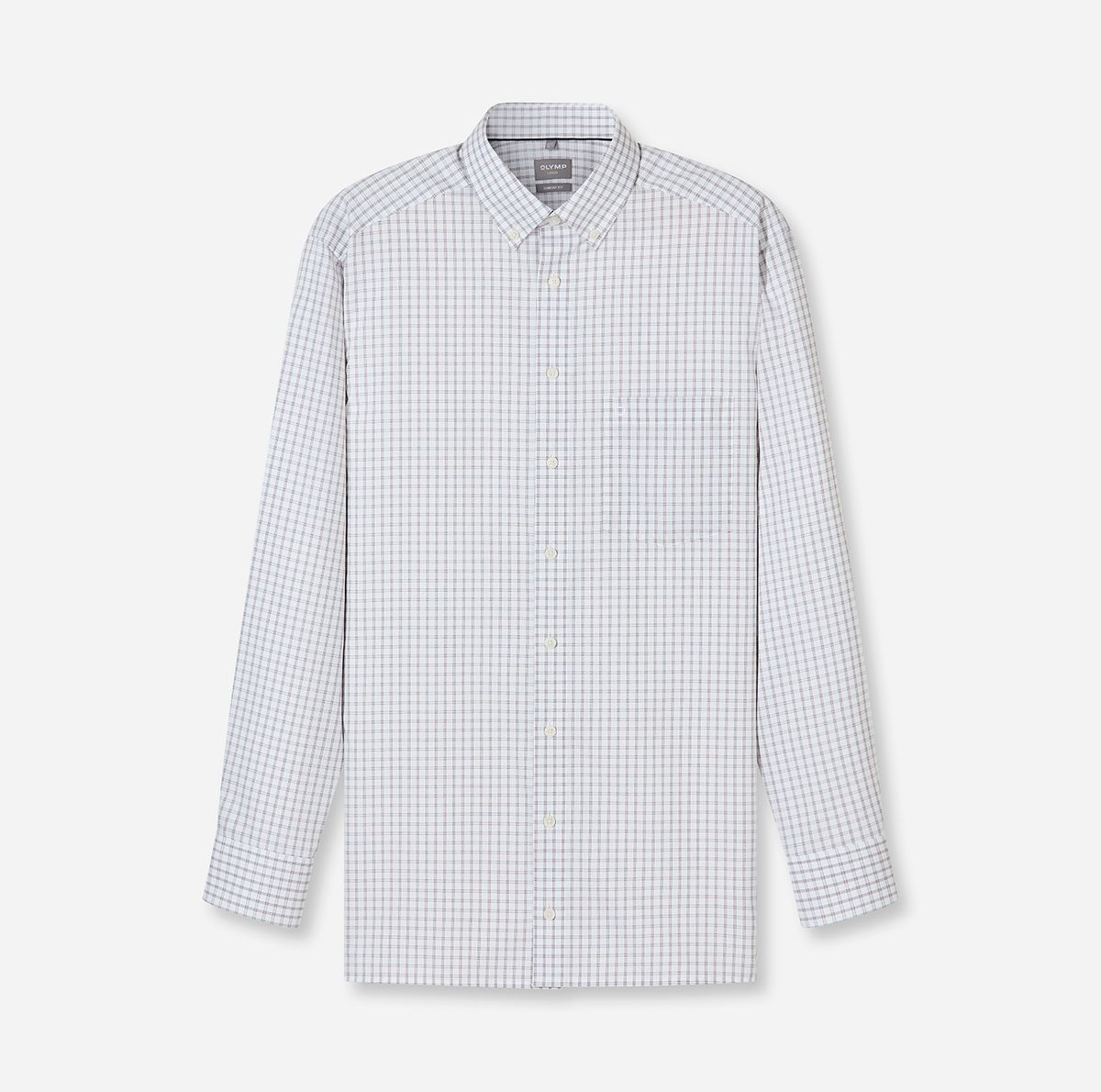 Karo-Businesshemd mit Button-Down-Kragen