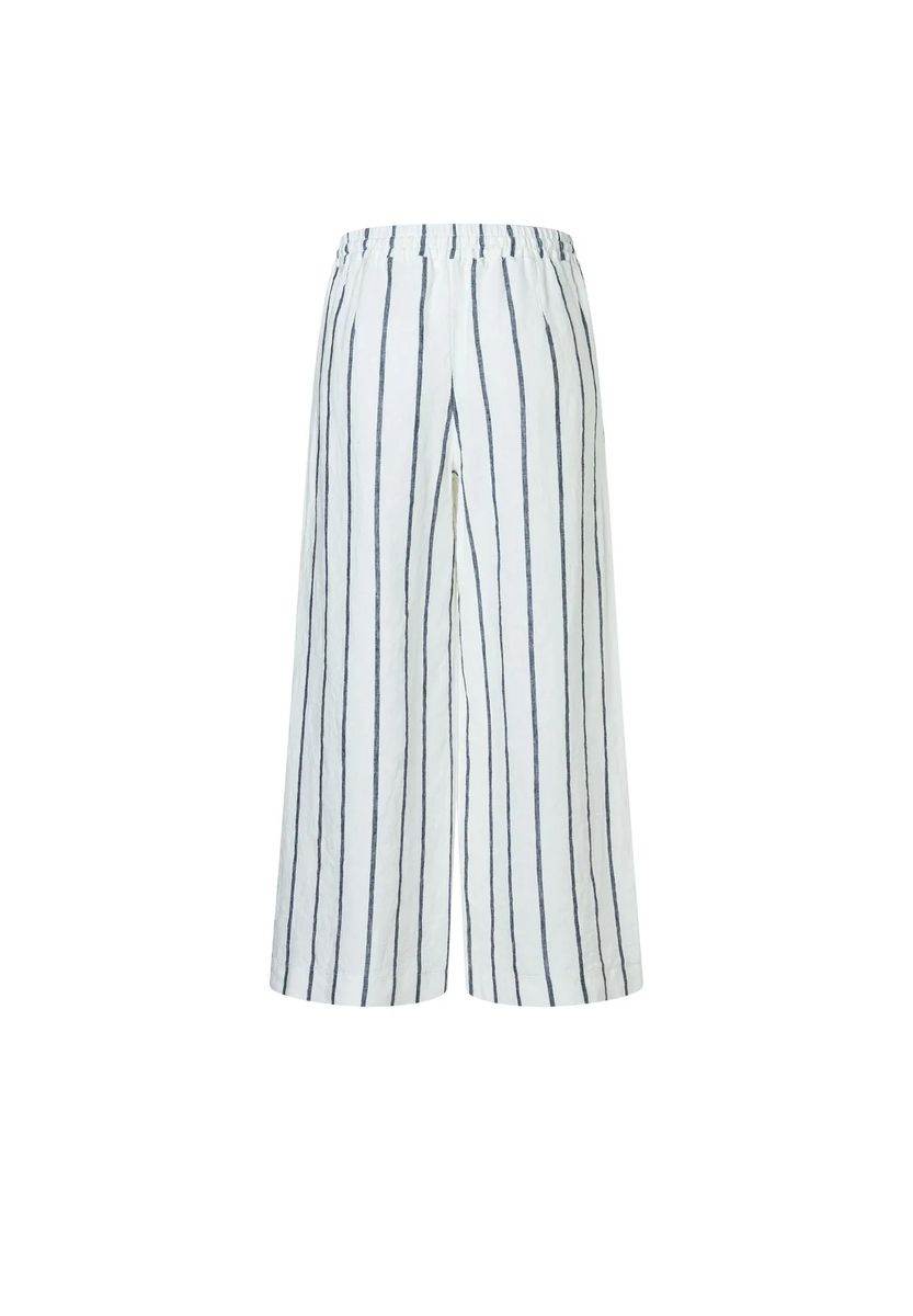 Gestreifte Leinenhose mit weitem Bein