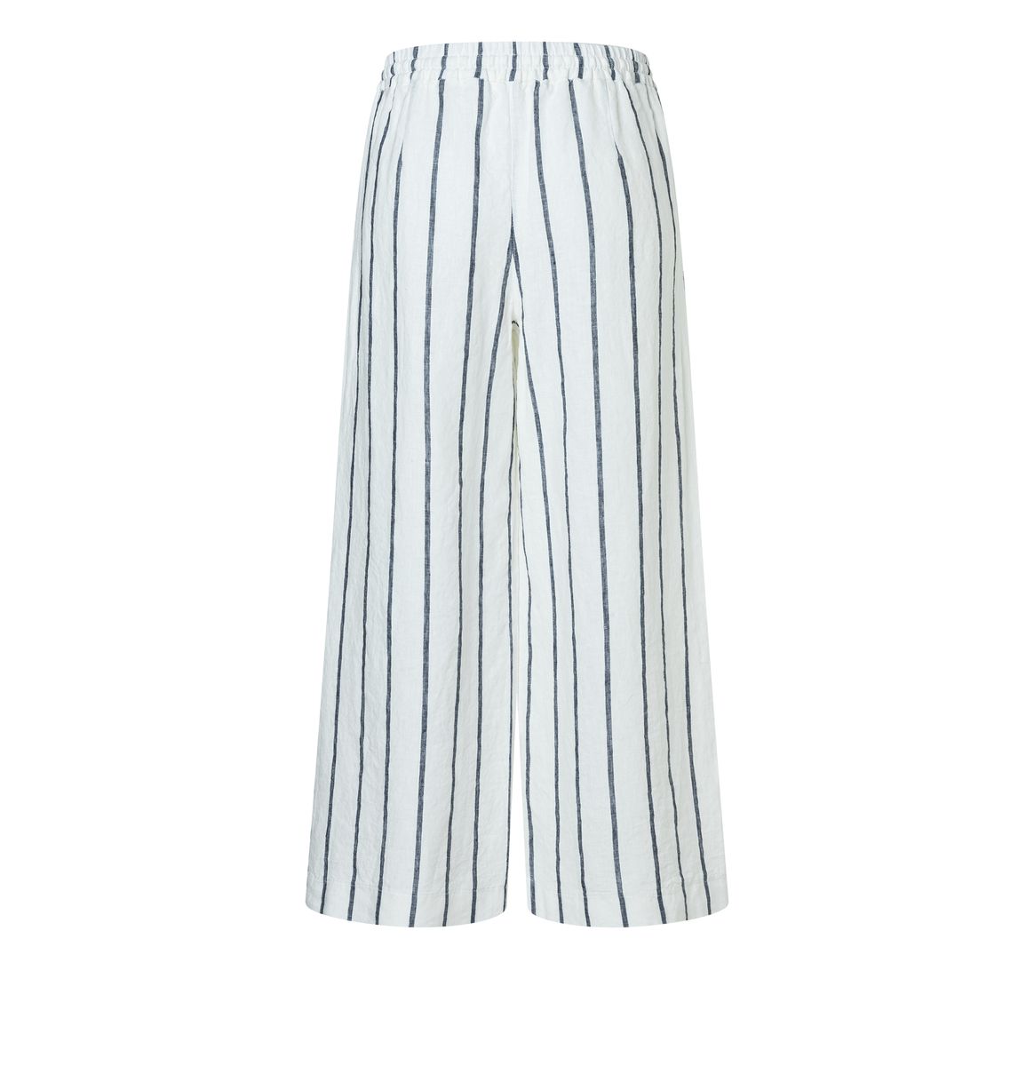 Gestreifte Leinenhose mit weitem Bein