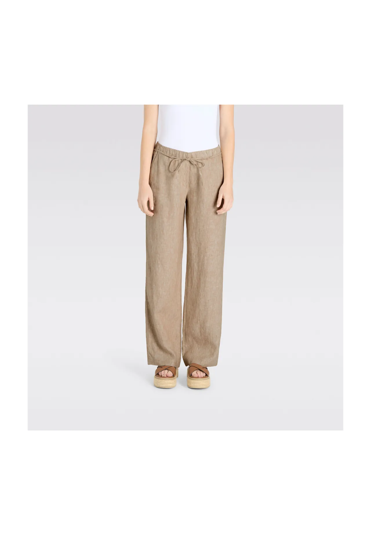 Entspannte Leinenhose mit weitem Bein