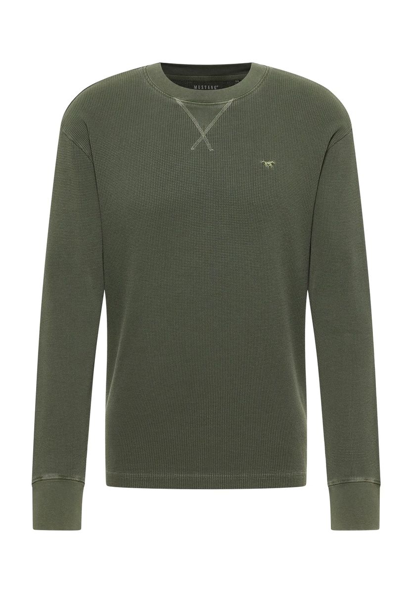 Langarmshirt mit Waffelstruktur und Rundhals