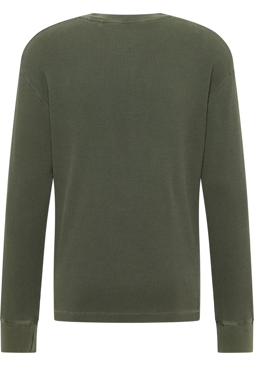 Langarmshirt mit Waffelstruktur und Rundhals