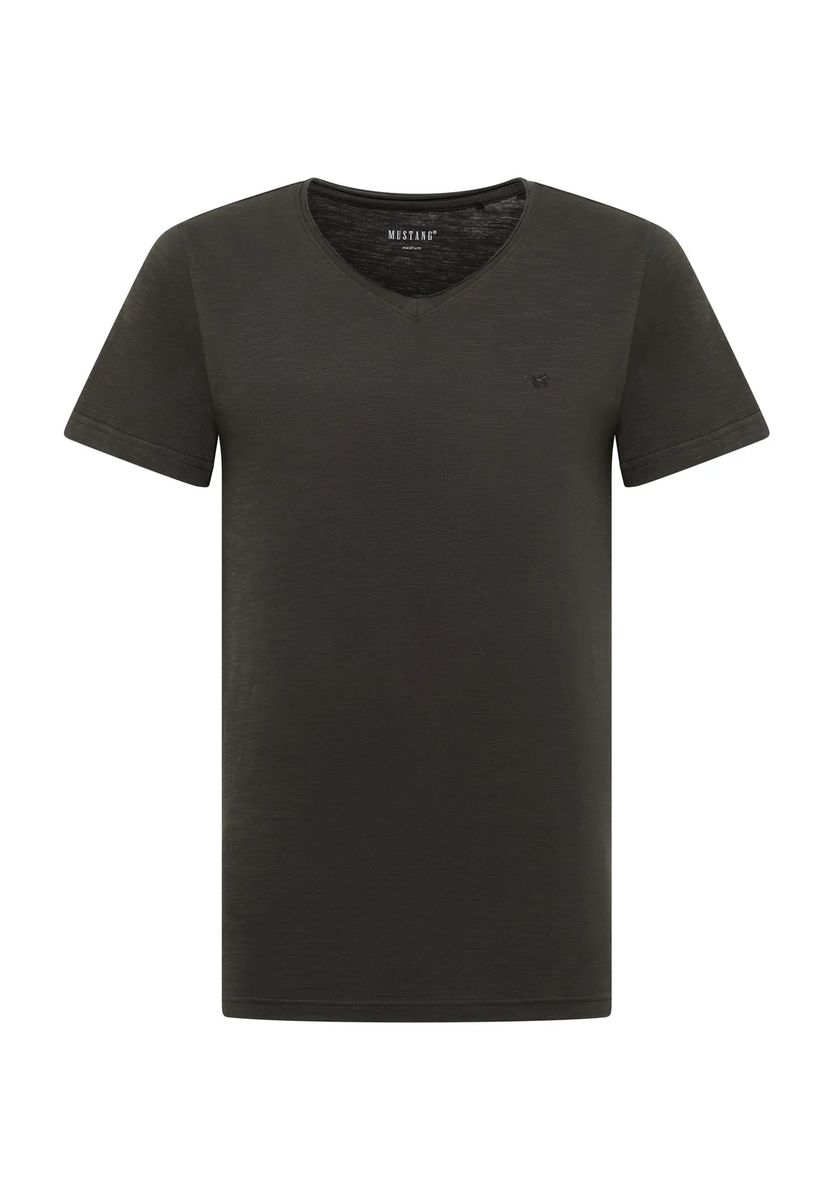 Schlichtes V-Ausschnitt-Shirt mit Flammgarn-Struktur