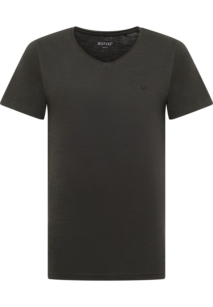 Schlichtes V-Ausschnitt-Shirt mit Flammgarn-Struktur