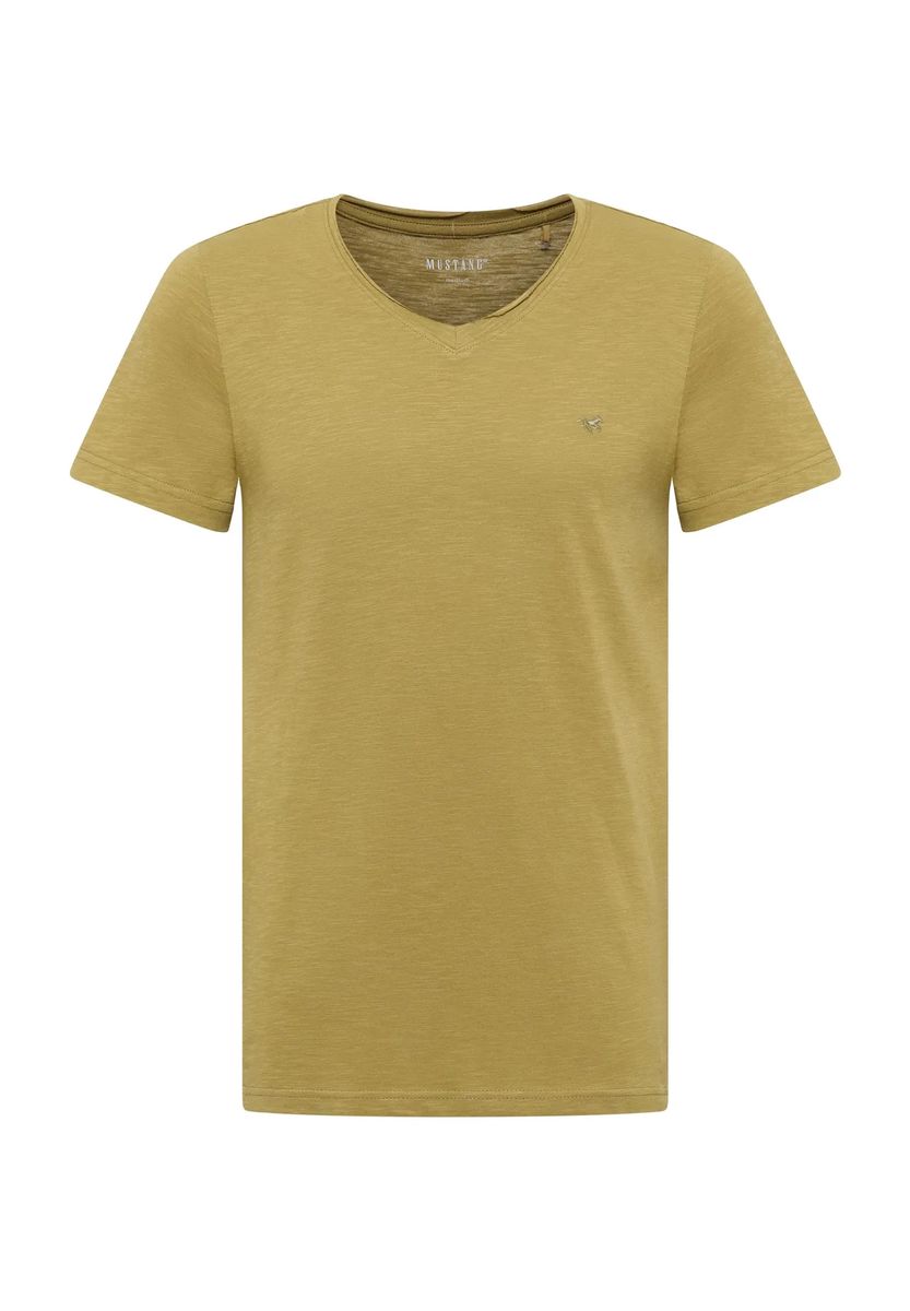 Klassisches V-Ausschnitt Slub-Jersey Shirt