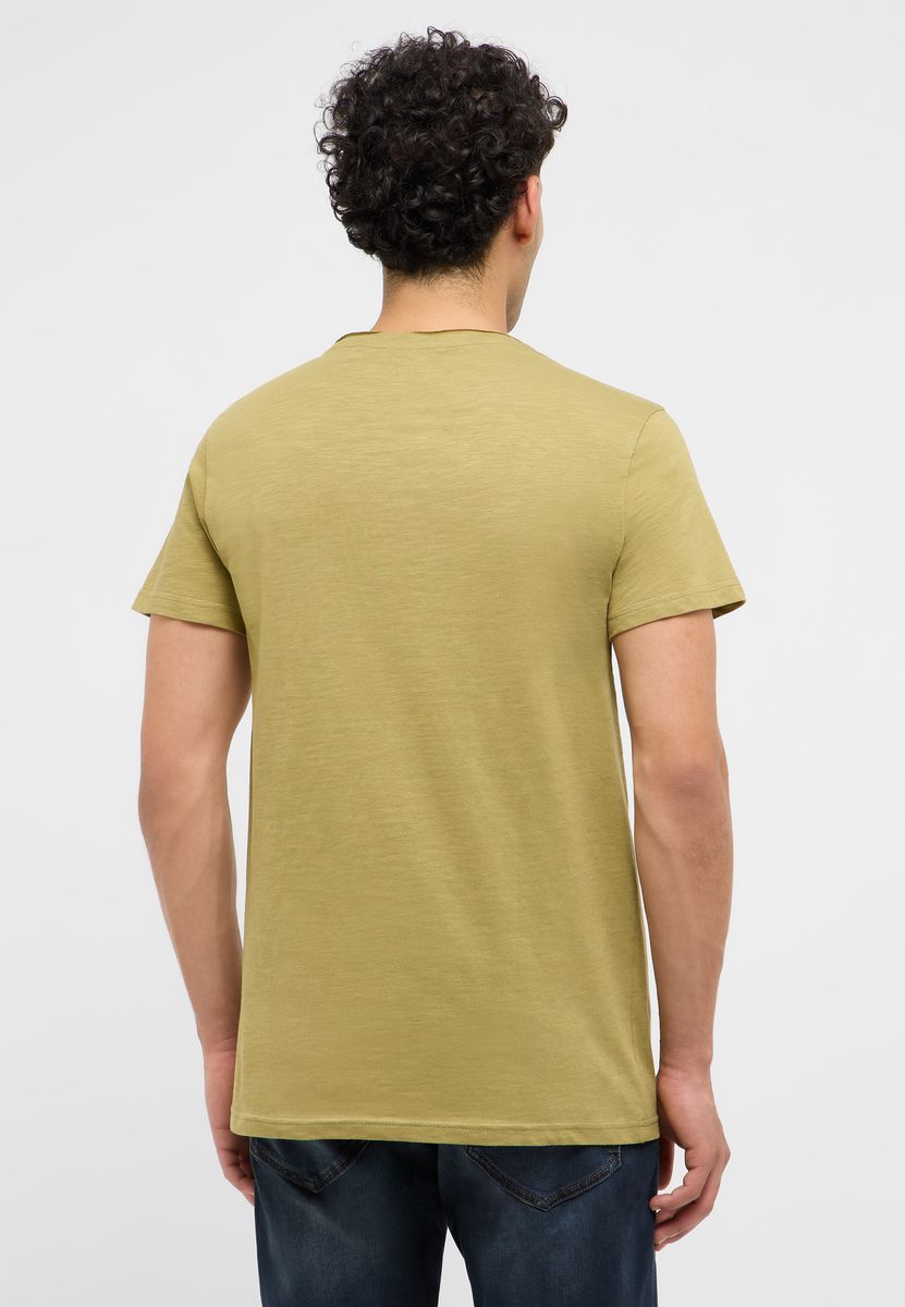 Klassisches V-Ausschnitt Slub-Jersey Shirt