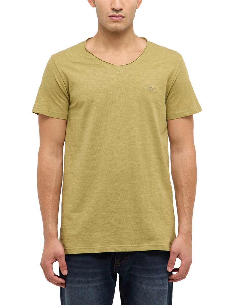 Klassisches V-Ausschnitt Slub-Jersey Shirt