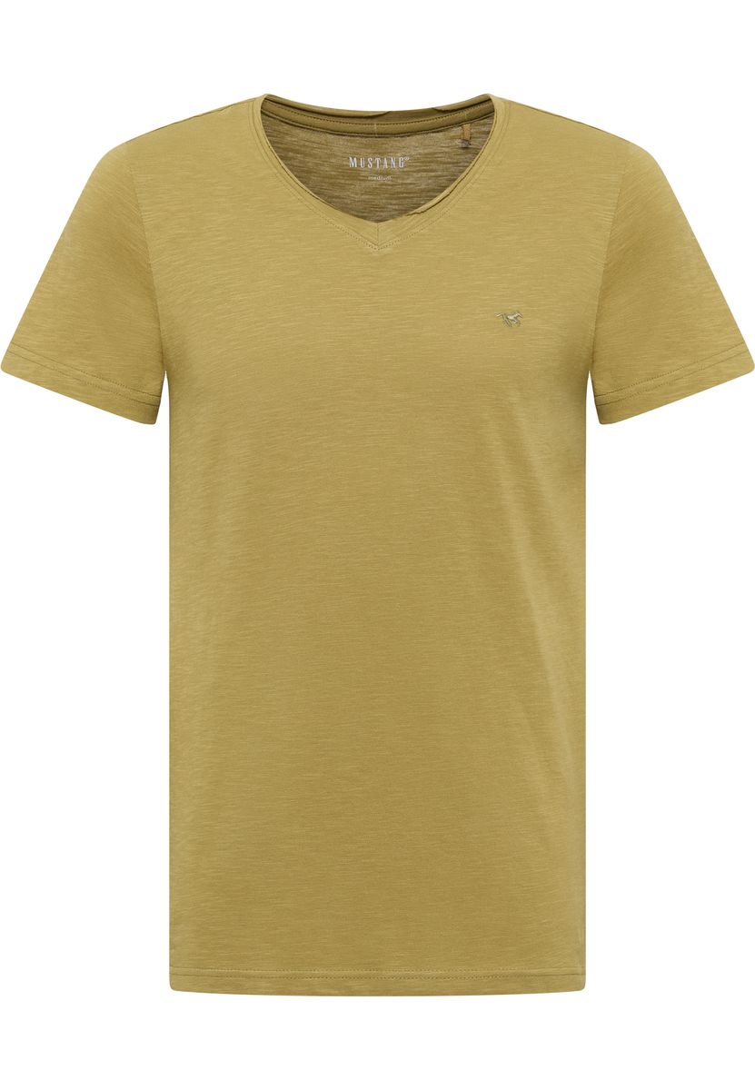 Klassisches V-Ausschnitt Slub-Jersey Shirt