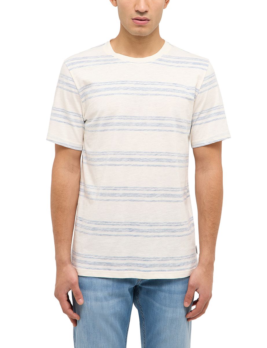 Gestreiftes Baumwoll-Shirt mit Rundhalsausschnitt