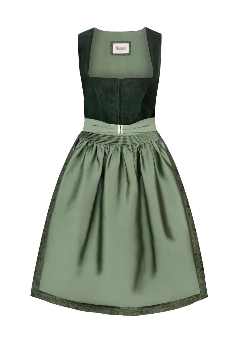 Elegantes grünes Jacquard Dirndl Kleid