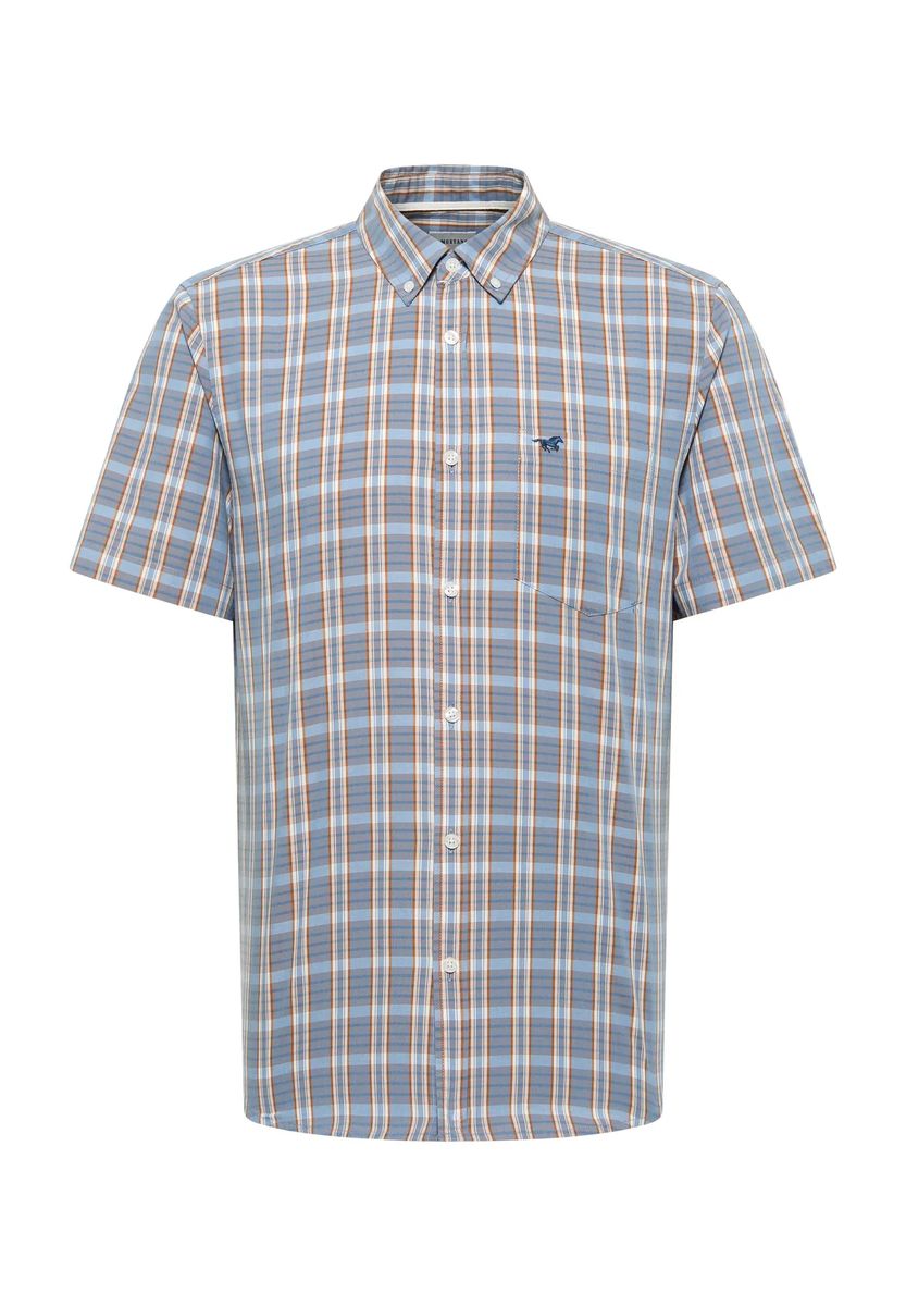 Kurzärmeliges Button-Down-Kariertes Hemd