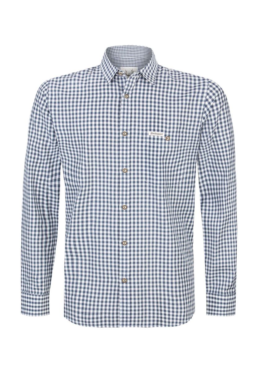 Gingham kariertes Trachtenhemd mit langen Ärmeln
