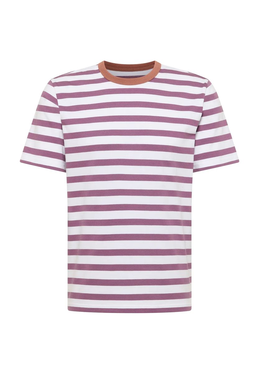 Gestreiftes Baumwoll-T-Shirt mit Rundhalsausschnitt