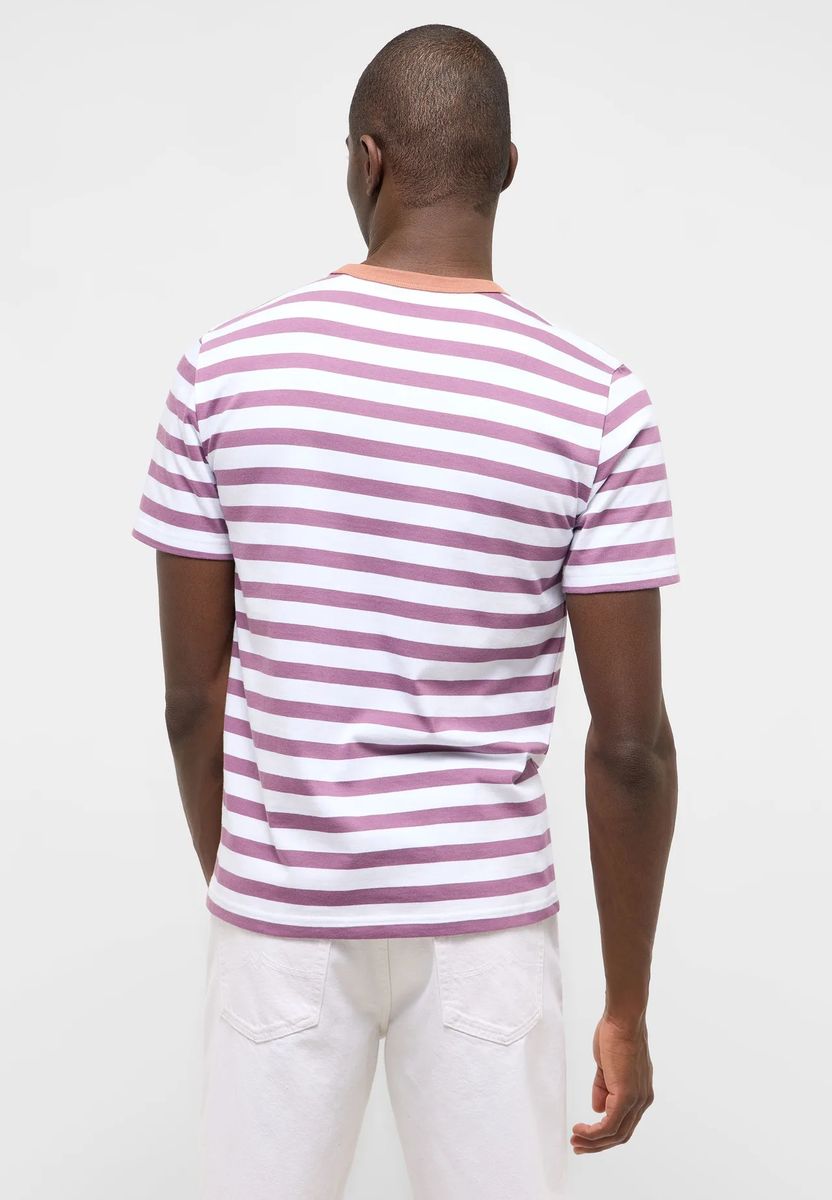 Gestreiftes Baumwoll-T-Shirt mit Rundhalsausschnitt