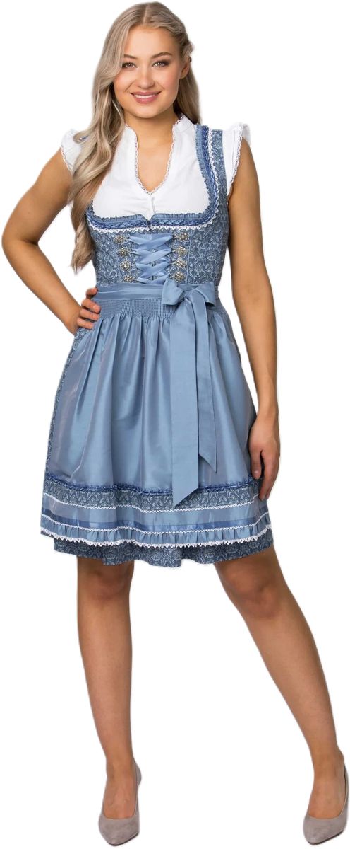 Elegantes blaues Dirndlkleid mit Spitzenbesatz