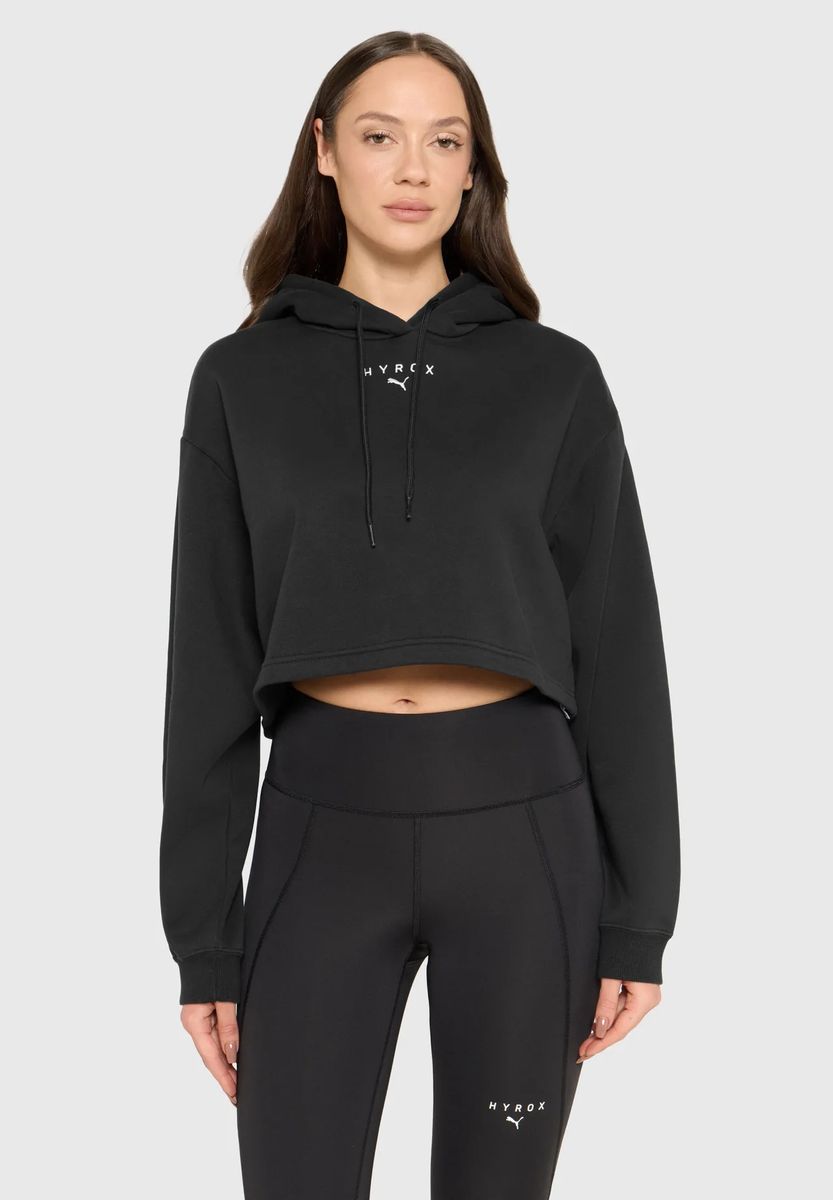 Kurzer Fitness-Hoodie mit Grafikprint
