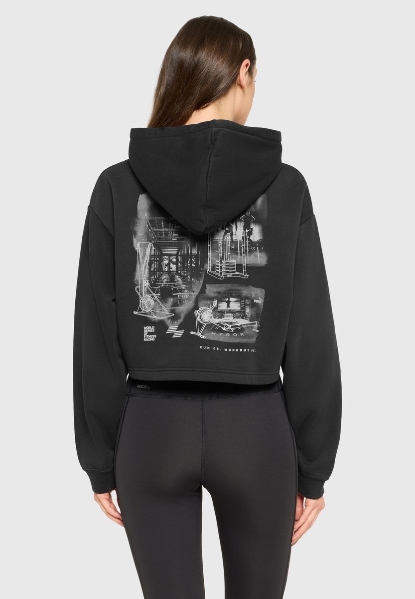 Kurzer Fitness-Hoodie mit Grafikprint