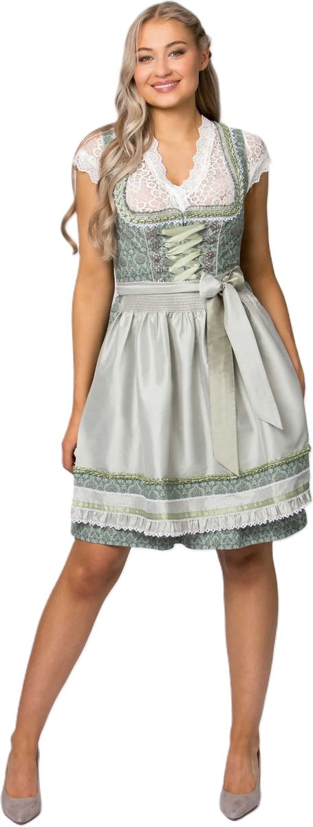Traditionelles grünes Blumen-Dirndlkleid