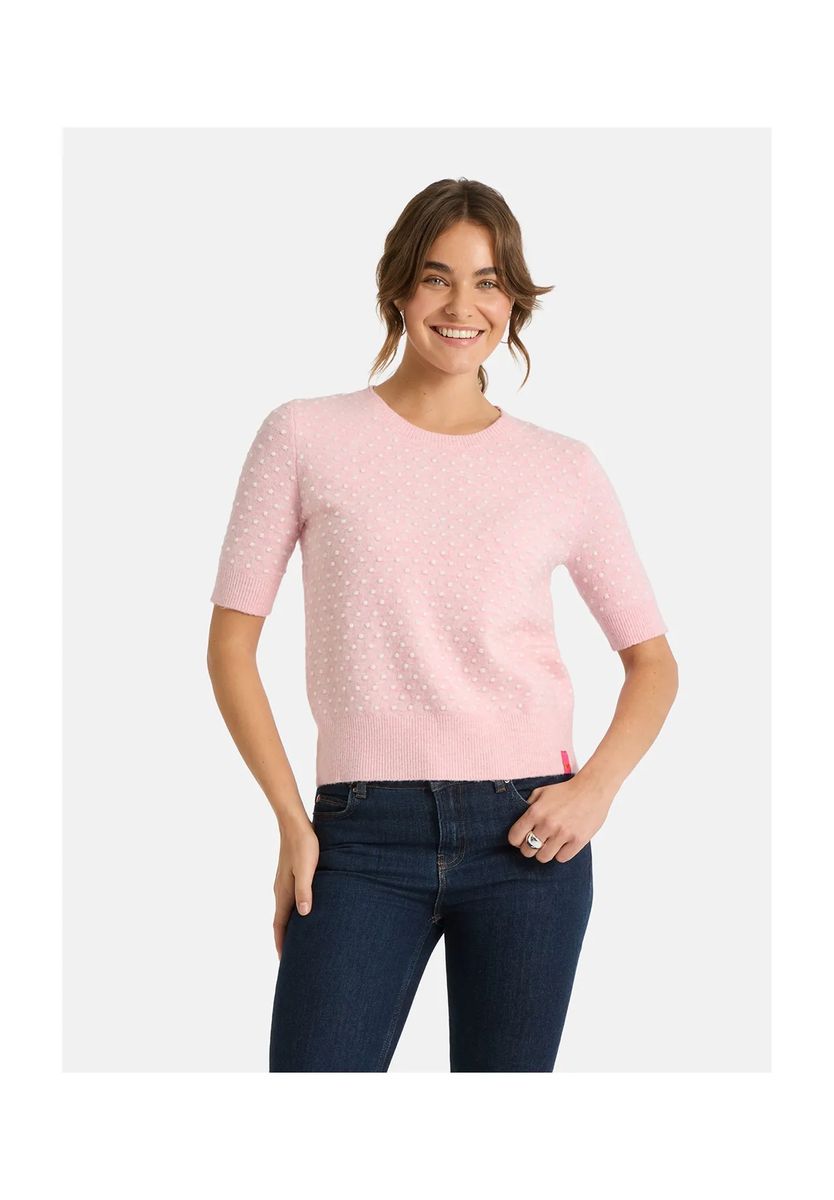 Kurzarm-Stricktop mit Strukturpunkten