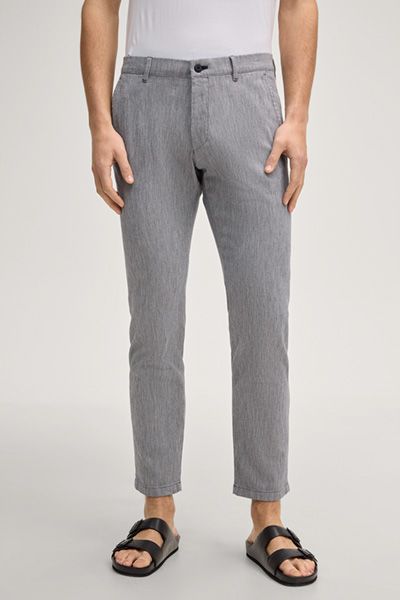 Chino Matthew grau gemustert Stretch-Baumwolle Slim Fit Freizeithose