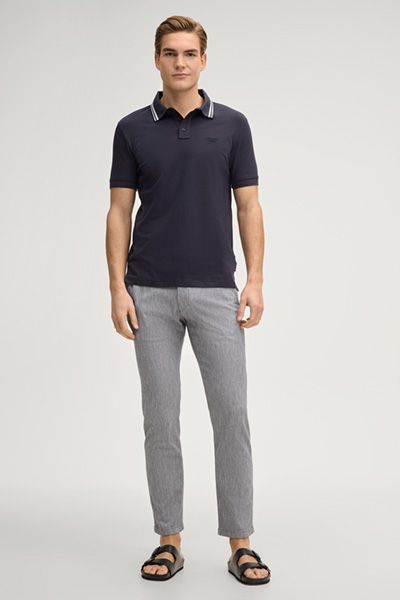 Chino Matthew grau gemustert Stretch-Baumwolle Slim Fit Freizeithose