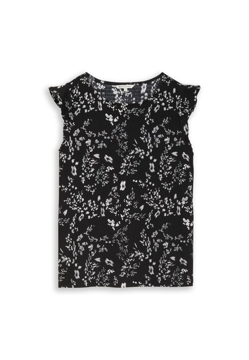 Floral-Top mit Crinkle-Optik