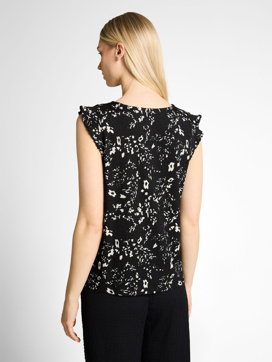 Floral-Top mit Crinkle-Optik