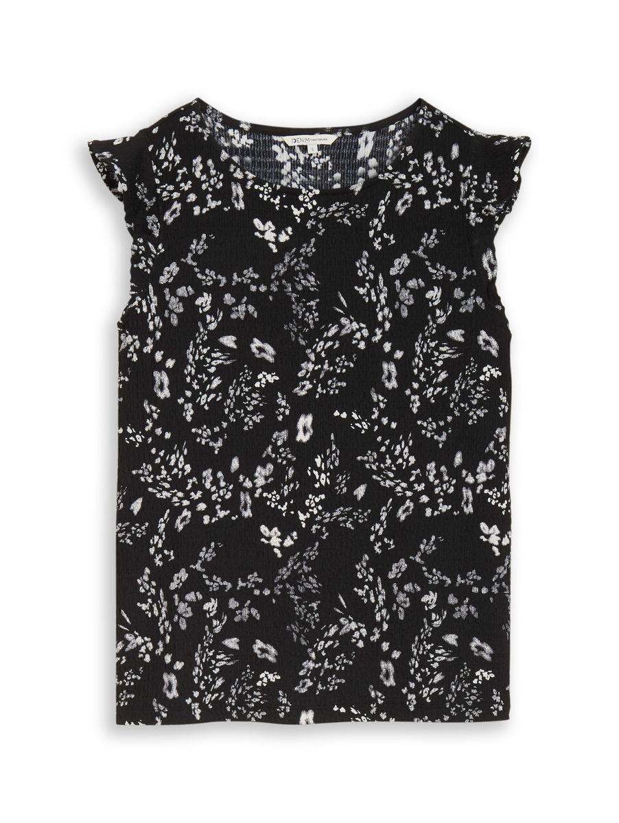 Floral-Top mit Crinkle-Optik