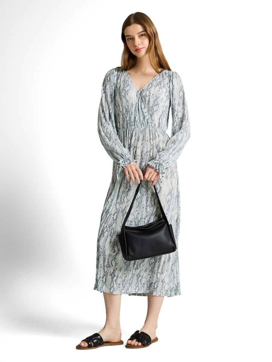 Crinkle-Midikleid mit Rüschenärmeln