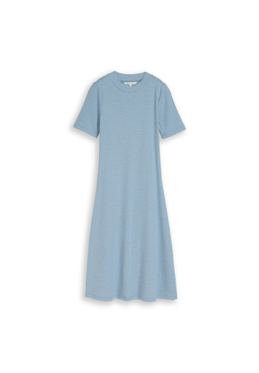 Gestreiftes Midi-Kleid aus Rippstrick