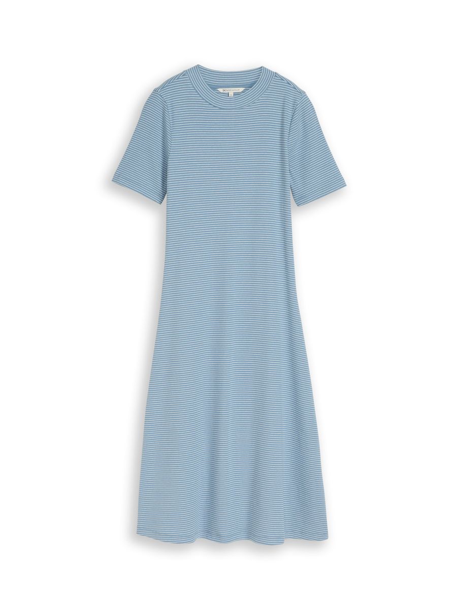 Gestreiftes Midi-Kleid aus Rippstrick