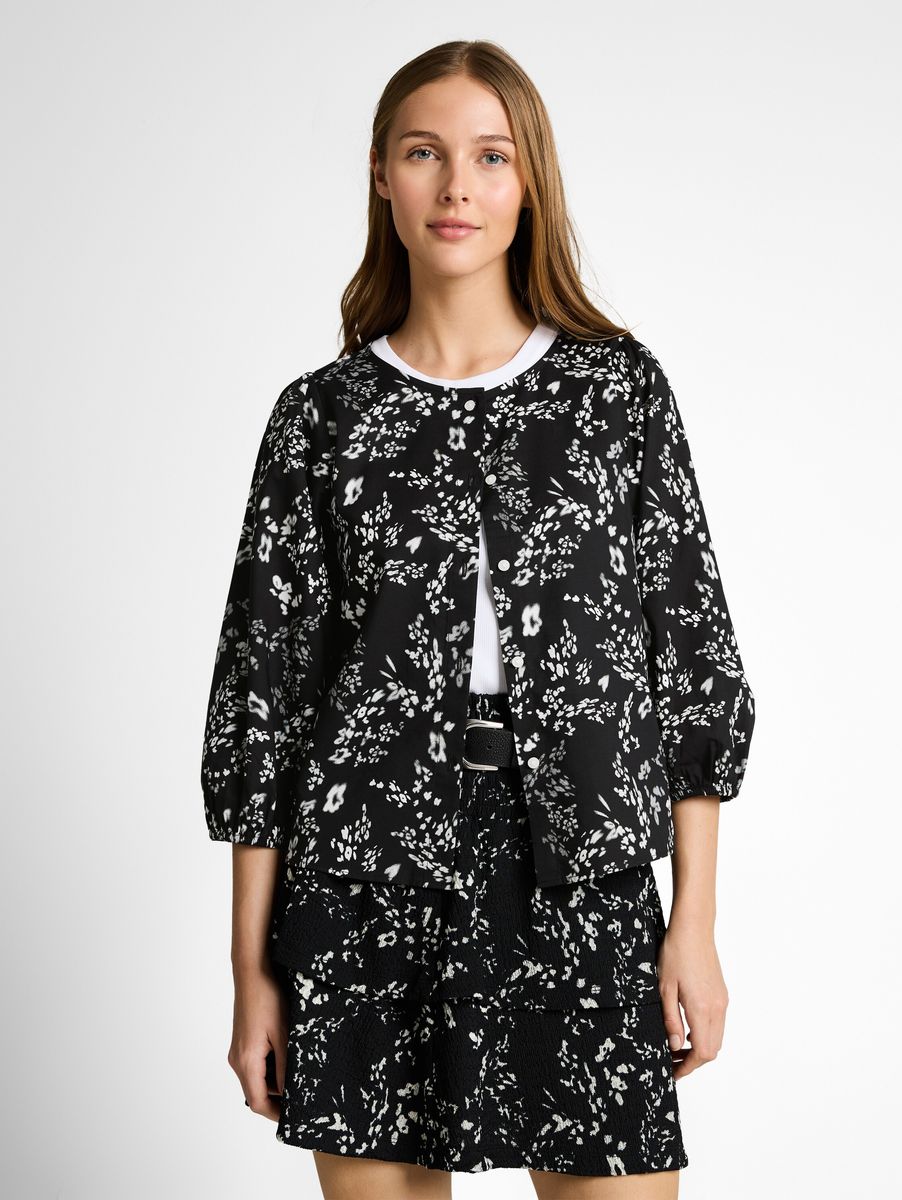Floral bedruckte Bluse mit Knopfleiste