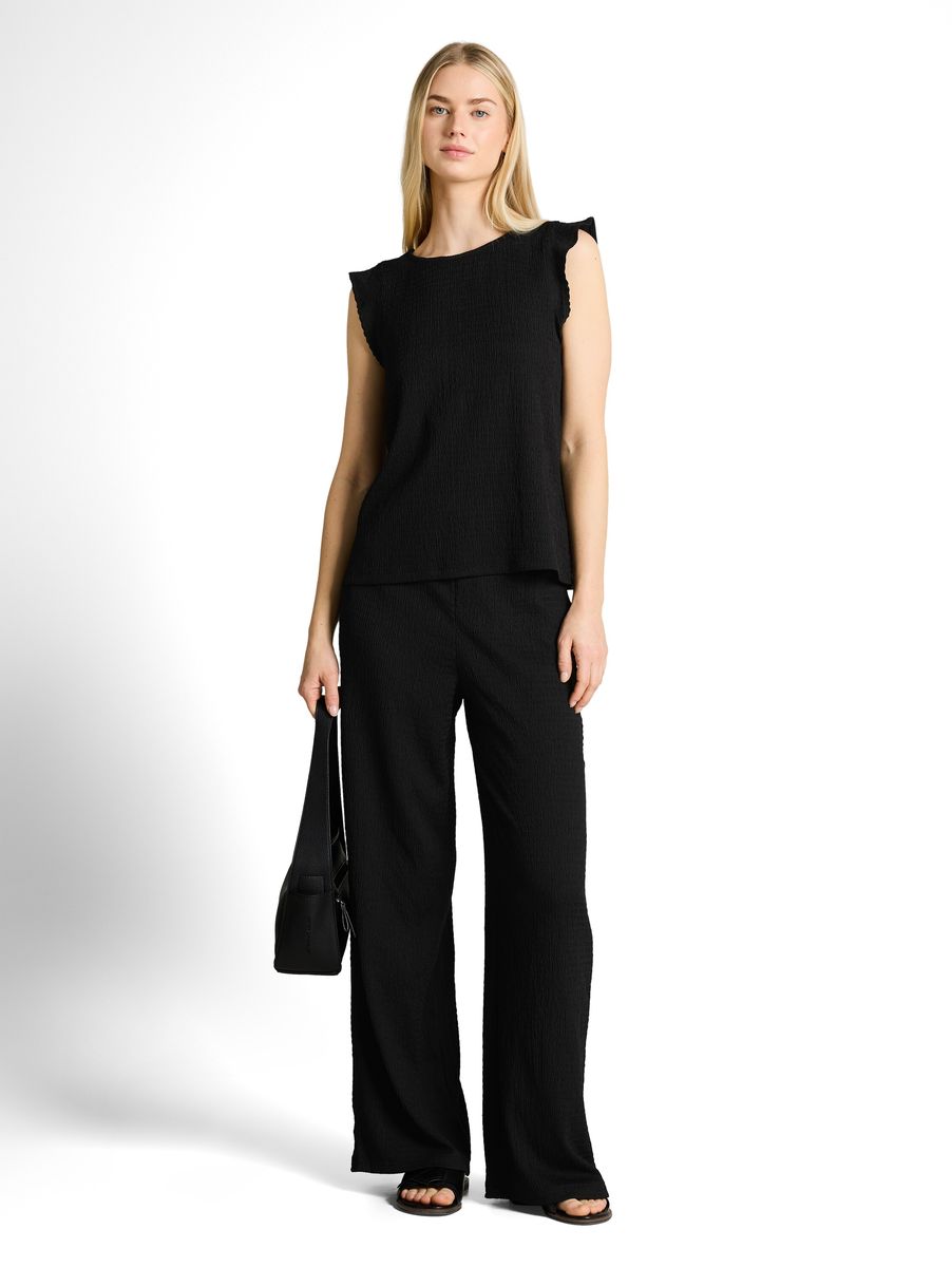 Strukturierte Hose mit weitem Bein