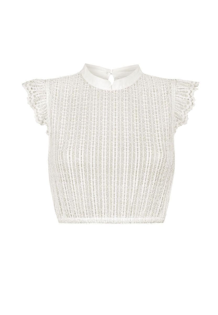 Elegante Dirndlbluse aus Spitze mit Rüschenärmeln